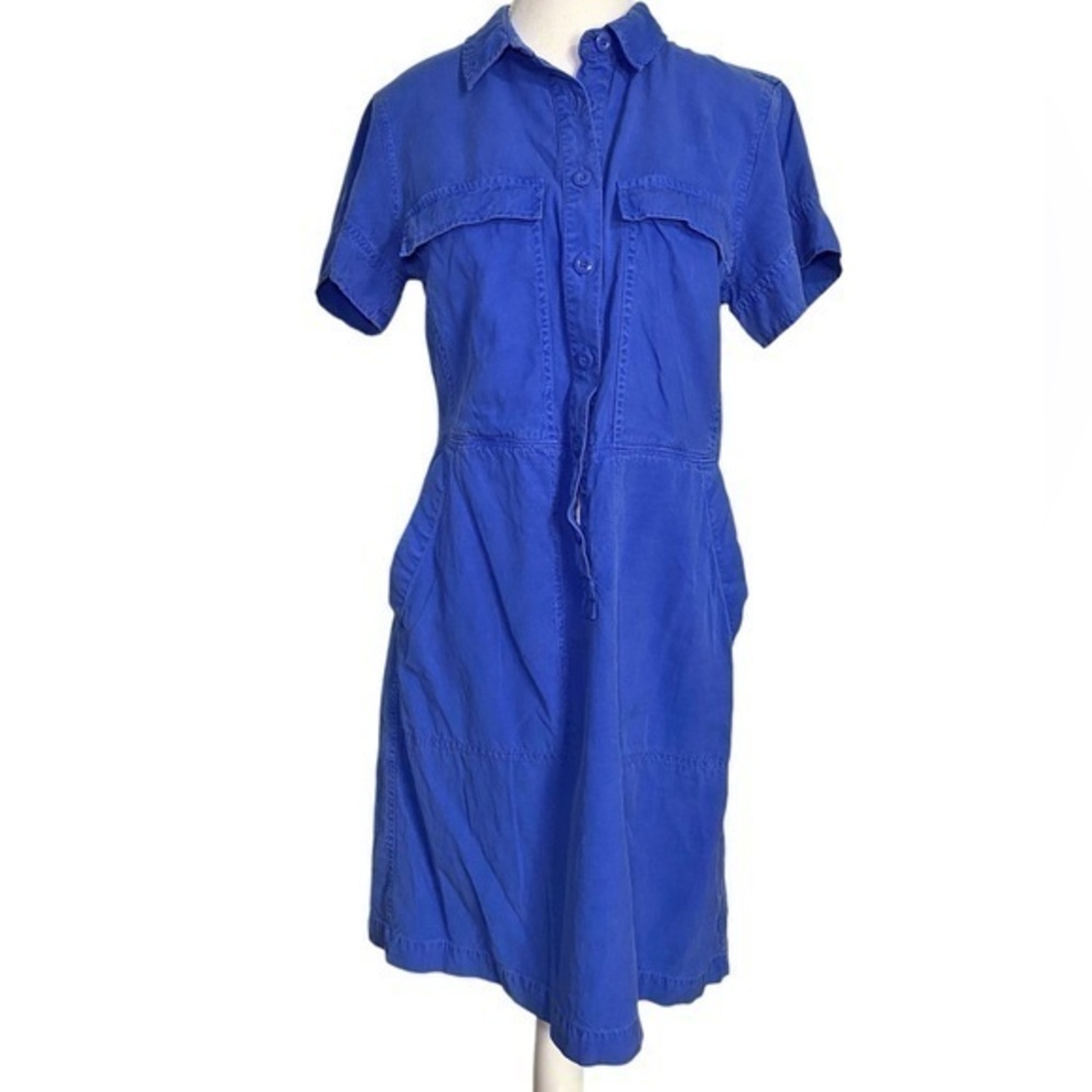 J. Crew Drapey Oxford Safari Dress, Blue - Picture 1 of 16